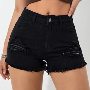 SHEIN Black Ripped Shorts